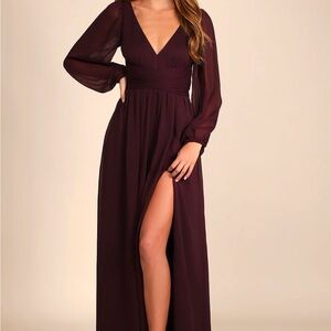 Lulu's Deep Purple Long Sleeve Maxi Dress